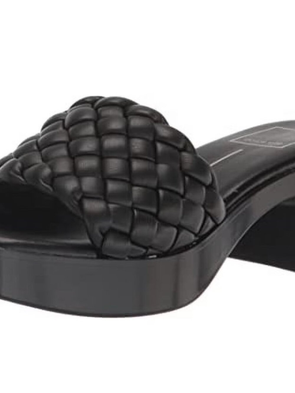 Dolce Vita BLACK STELLA Women's Goldy Slip on Woven Platform Sandals, size 9